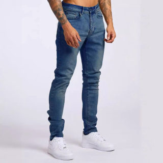 High-Waist Skinny Jeans for Men | Black Slim Fit Sporty Denim Trousers 4