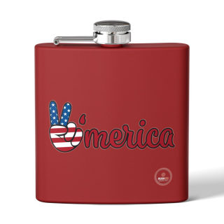 'Merica Peace Sign flag design flask, 6oz stainless steel 3
