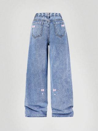 Vintage Washed Wide Leg Denim Pants | High Waist Straight Cut 3