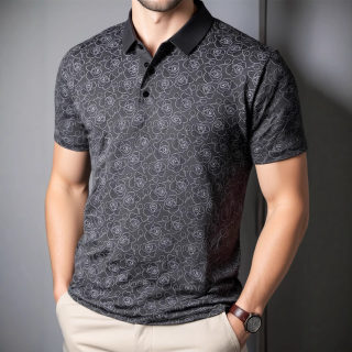 Floral Print Collar Polo Shirt | Large Size Short Sleeve