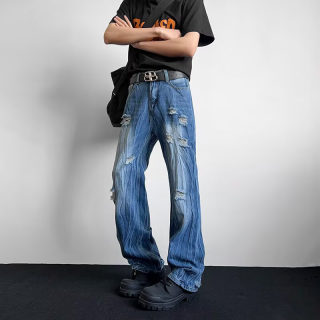 Lightning Pattern Ripped Jeans for Men 4