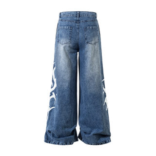 Tattoo-Print Wide-Leg Jeans 2