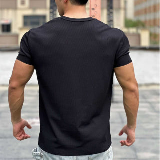 Men's Heavyweight Textured Fitness Short Sleeve T-Shirt | Tapered Sleeve 5