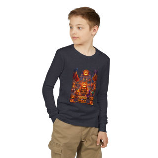Jack-O'-Lantern Halloween Street Scene Long Sleeve Kids Tee 31