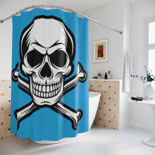 Skull and Crossbones Shower Curtain | Pirate Skull Bathroom Decor 4