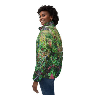 Forest Lingonberry Bush Puffer Jacket | All-Over Nature Print 5