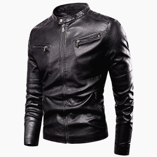 Men's Vintage Motorcycle Leather Jacket | Biker Rivet Pockets PU Coat 2