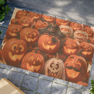 Jack-o'-Lantern Crowd Doormat | Halloween Pumpkin Porch Mat 4
