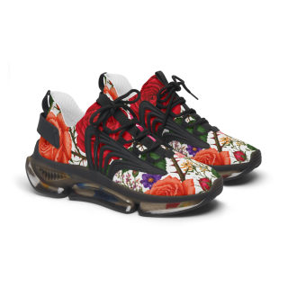 Vintage Rose Floral Mesh Sneakers | Floral Pattern Athletic Shoes 2