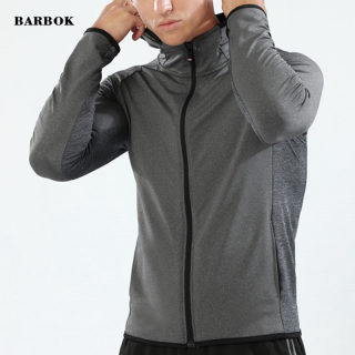 BARBOK Men's Compression Running Jacket with Hood