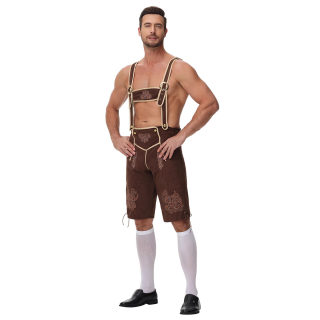 German Oktoberfest Costume Set | Plaid Shirt & Suspender Pants 4