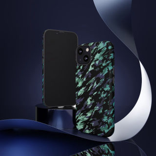 Teal Black Abstract Camo Phone Case 87