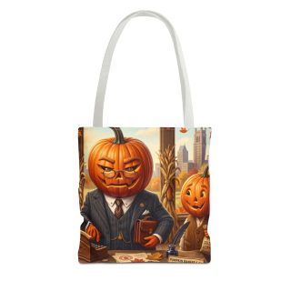 Pumpkin Head Businessmen Tote Bag | Halloween Pumpkin City Illustration 7
