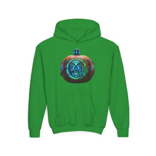 Glowing Cyber Pumpkin Kids Hoodie 8