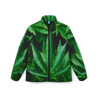Marijuana Leaf Puffer Jacket | Cannabis Leaves All Over Print