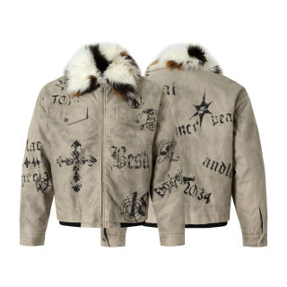 Gothic Cross Print Cotton Jacket | Street Fashion 5