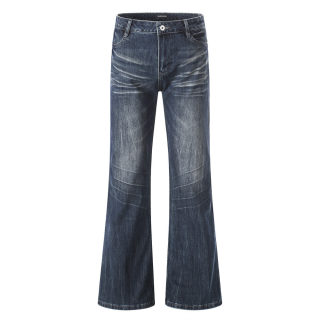 Washed Denim Pants, Slightly Flared