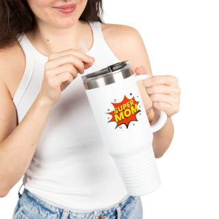 Super Mom comic burst insulated travel mug 33