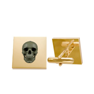 Skull Motif Cufflinks | Gold Square Cufflinks with Skull Design 3