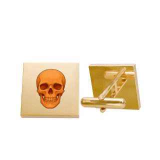 Orange Skull Cufflinks | Gold Square Skull Cufflinks 3