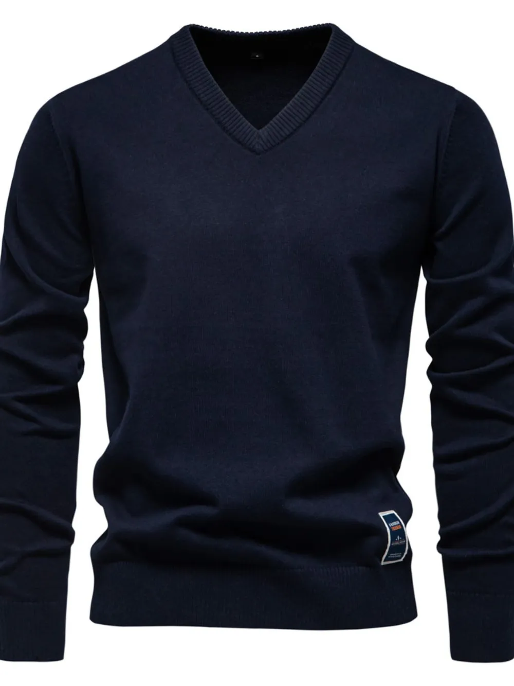 Men's Ribbed Hem V-Neck Sweater | Long Sleeve Pullover 3