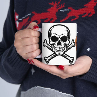 Orange Skull with Crossbones Mug | Pirate Skull Coffee Cup 17