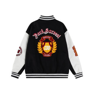 Badge Embroidered Terry Baseball Jacket 4