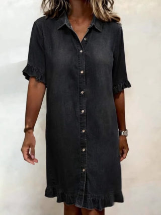 Loose Shirt-Style Denim Dress 6