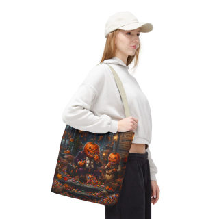Jack-o'-Lantern Candy Haul Tote Bag | Halloween Pumpkin Scene 71