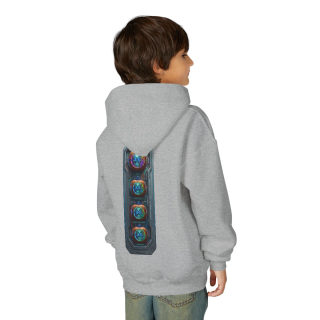 Glowing Cyber Pumpkin Kids Hoodie 68