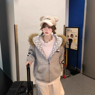 Retro Fur-Collar Zip-Up Cardigan Coat | KT Cat Print 2