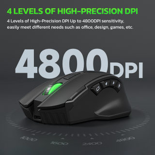 Wireless-Charging Gaming Mouse, 4800DPI, Silent Click