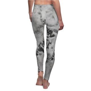 Black & White Frost Print Leggings | Abstract Ice Crystal Pattern, All-Over Print 7