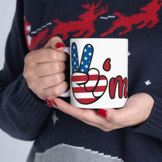 America peace sign Mug | American flag peace hand, patriotic coffee cup 17