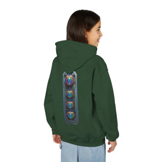 Glowing Cyber Pumpkin Kids Hoodie 87