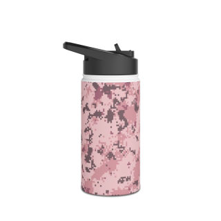 Pink Digital Camo Water Bottle | Stainless Steel Standard Lid 3
