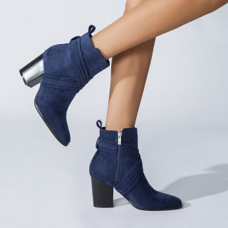 Women's Suede Martin Boots | High Heel Coarse Heel Square Toe 4