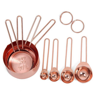 Rose Gold Stainless Steel Measuring Cups & Spoons Set | 8-Piece Baking Set 2