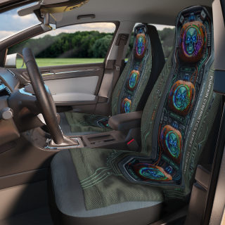 Cyber Skull Panel Car Seat Covers | Futuristic Neon Circuitry 6