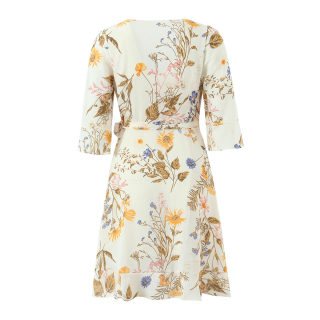 Women's V-Neck Ruffle Hem Tie-Wrap Dress