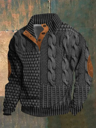 Men's Popular Stand-Collar Button Hoodie 4