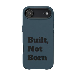 "Built, Not Born" PU Leather Phone Case | Debossed Text, Black 66