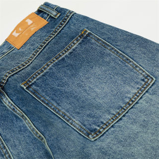 Washed Ripple White Straight Leg Denim Jeans 4
