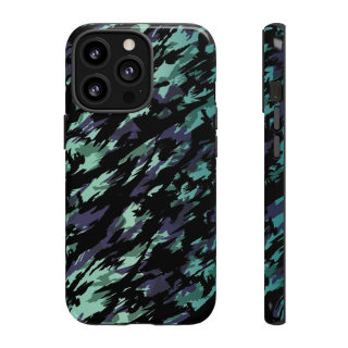 Teal Black Abstract Camo Phone Case 34