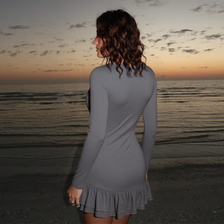 Sexy Vacation Long Sleeve V-Neck Mini Dress 3