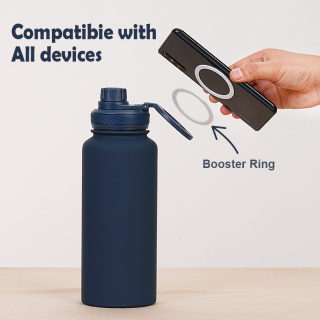 Insulated Stainless Steel Water Bottle with Magnetic Phone Holder, 1L 2
