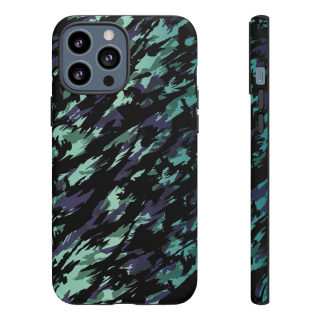 Teal Black Abstract Camo Phone Case 37