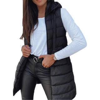Solid Color Hooded Sleeveless Vest Jacket | Women's Medium Long 2