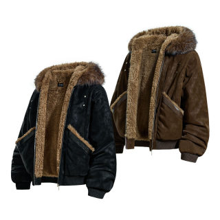 Wool Collar Padded Jacket | Plush Leather Style 5