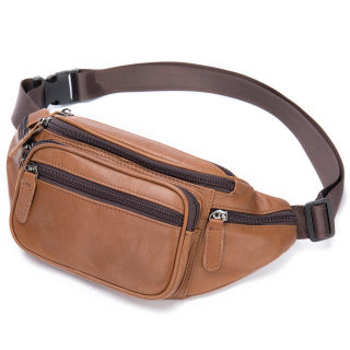 Men's Black Sheepskin Waist Bag 6